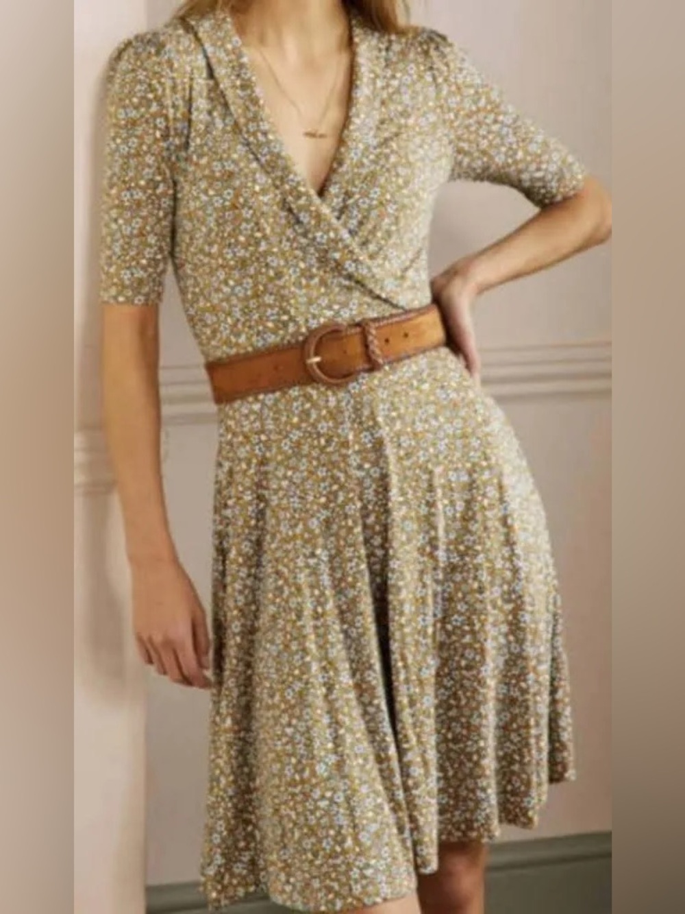 Boden Brown Floral Midi Dress